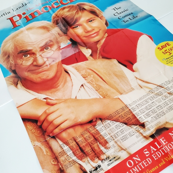 Vintage 90s JTT Jonathan Taylor Thomas Pinocchio DVD/VHS Movie Wall Poster - Picture 5 of 15